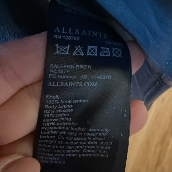 AllSaints Balfern leather biker jacket in grey - Picture 8 of 10